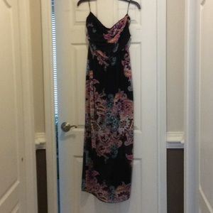 Bohemian black strapless dress
